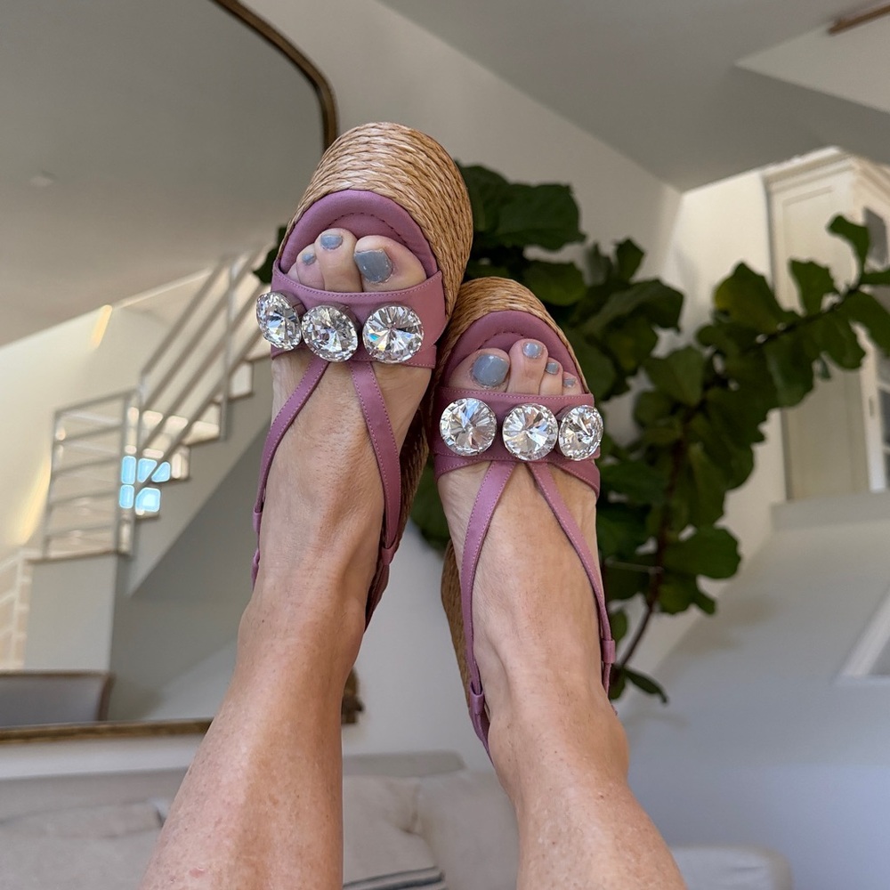 Neiman Marcus, NWT Paloma Barcelo Soft Pink Platform Chunky Heel Espadrilles 🌸💗